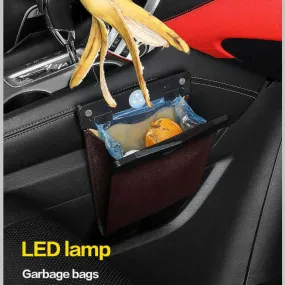 LED Car Trash Can Organizer Garbage Holder