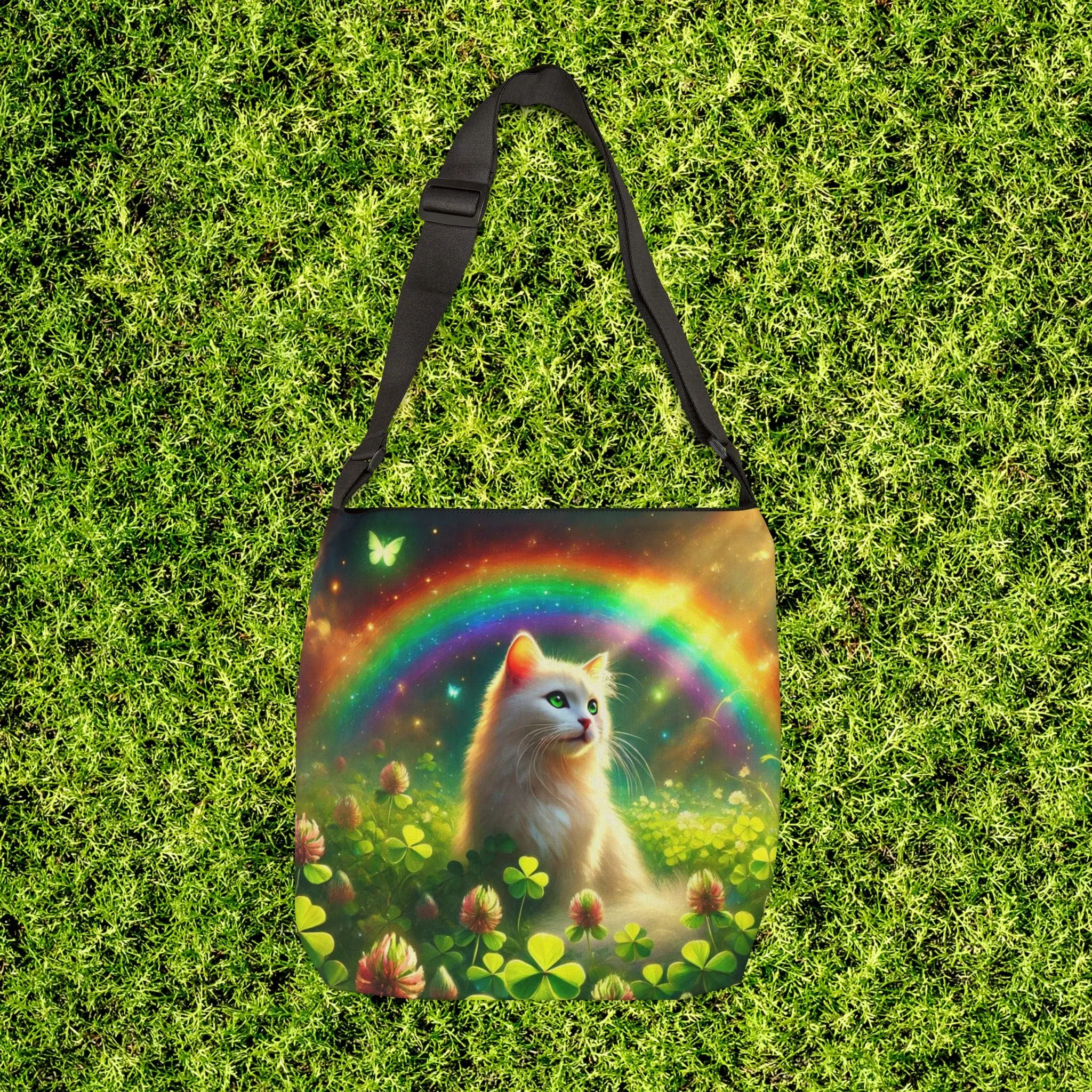 Lucky Rainbow - Cat Lover - Adjustable Strap Tote Bag