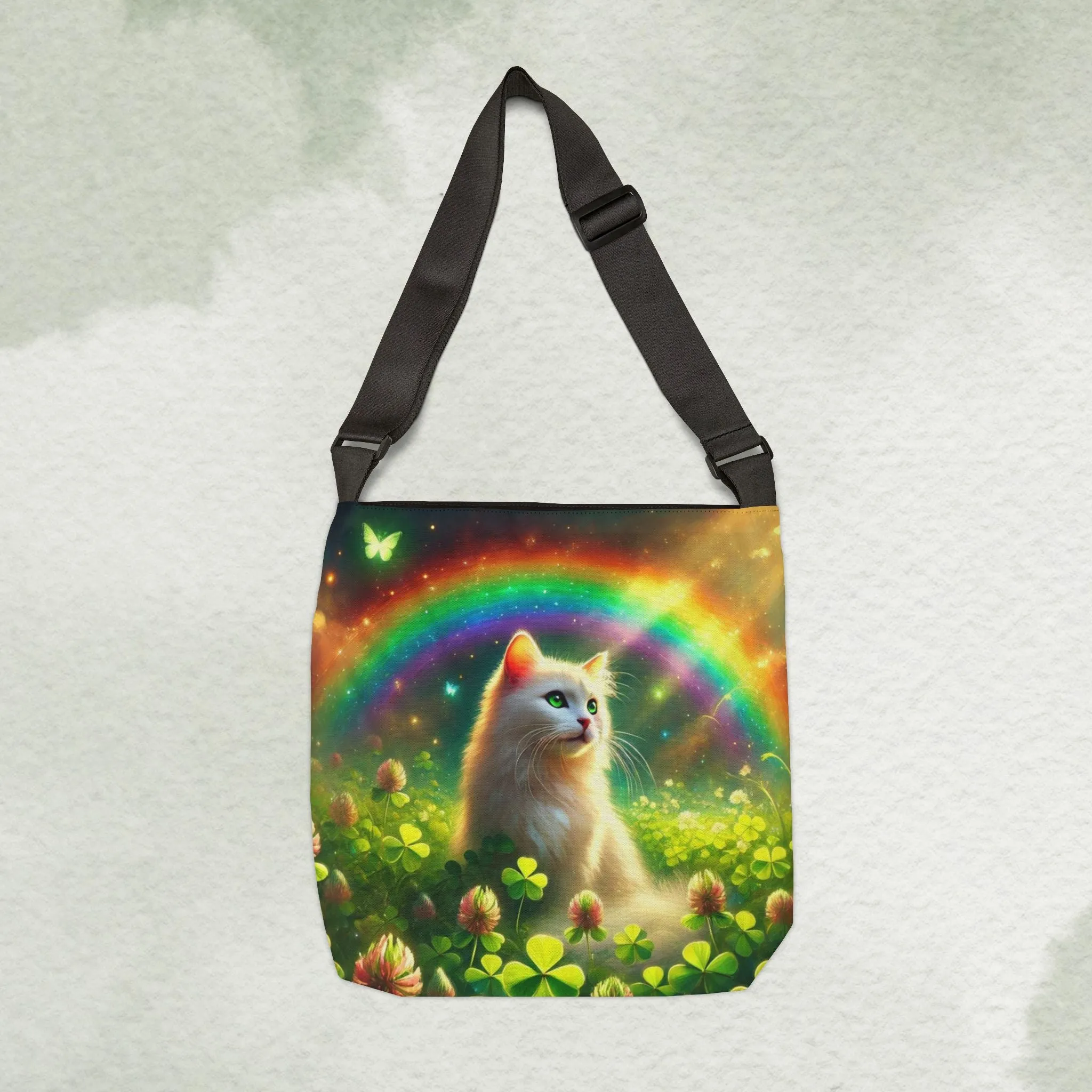 Lucky Rainbow - Cat Lover - Adjustable Strap Tote Bag