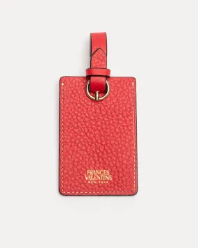 Luggage Tag Tumbled Leather Red