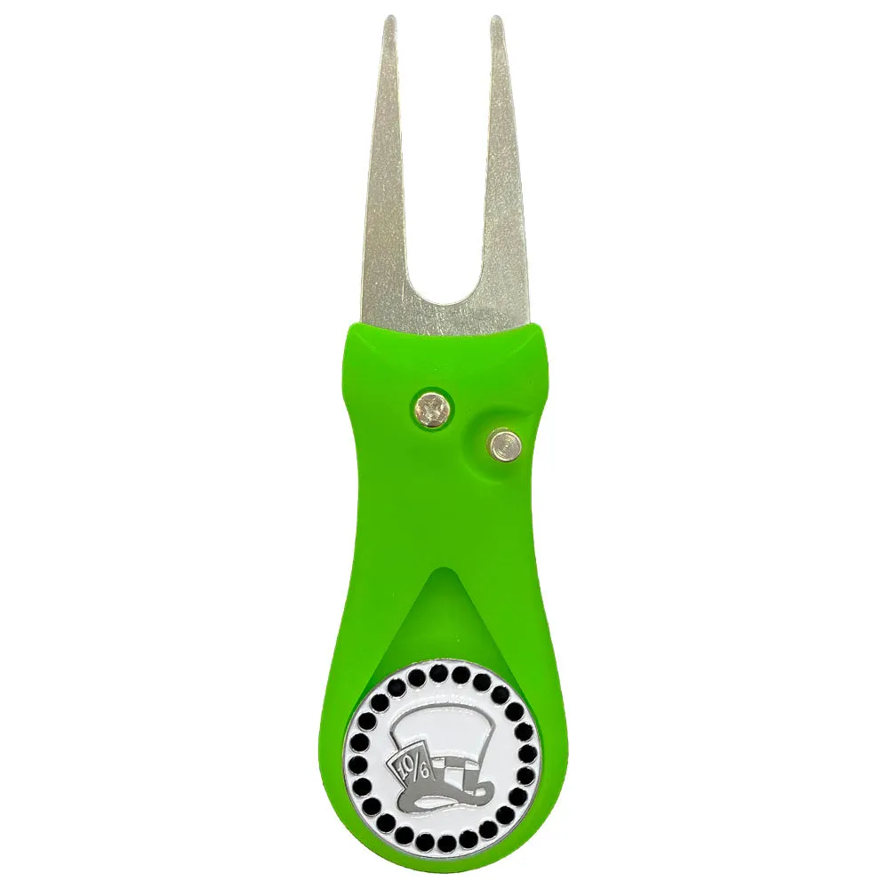 Madhatter Golf Ball Marker With Colored Divot Repair Tool