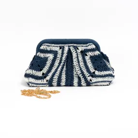 Marine Color Raffia Clutch