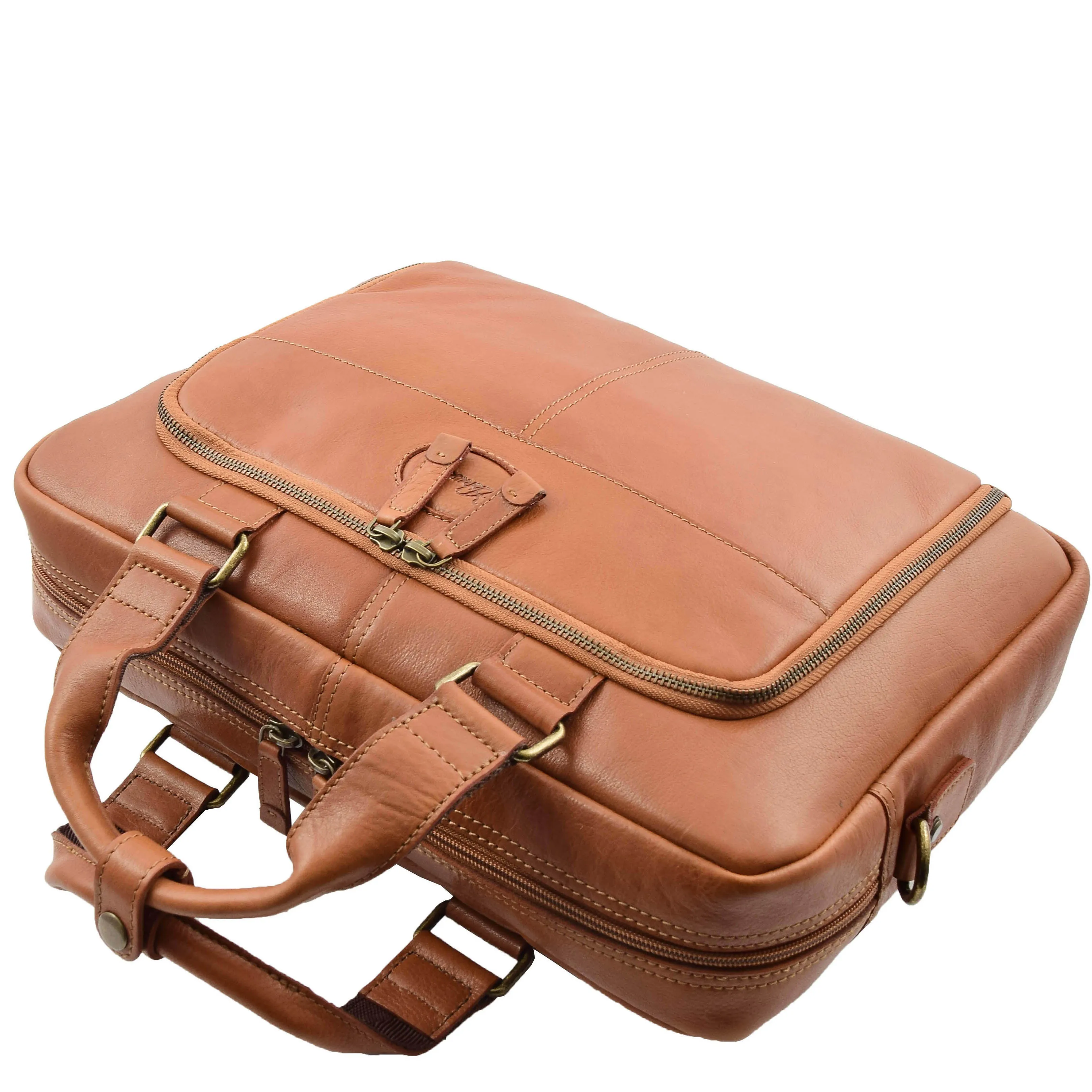 Mens Leather Laptop Organiser Briefcase HL341 Tan