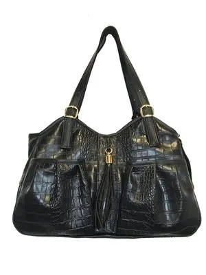 Metro - Black Croco with Tassel Pet Carrier