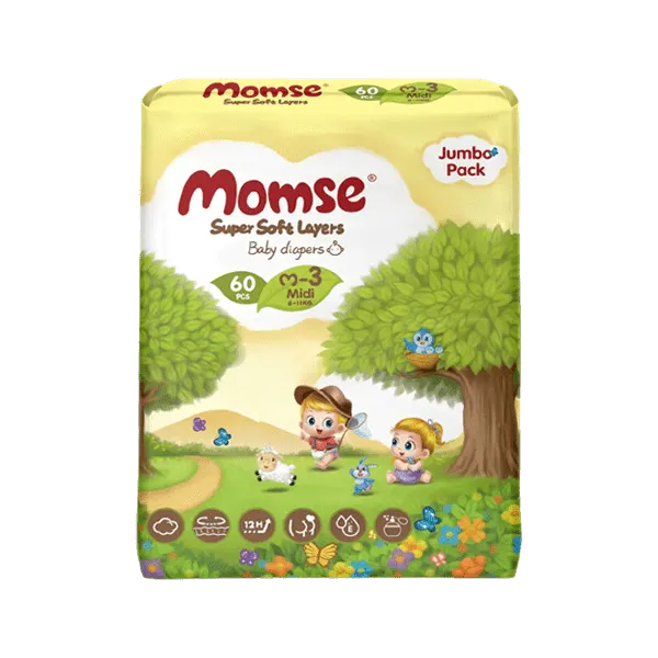 MOMSE BABY DIAPERS M-3 MIDI 6-11 KG 60PCS