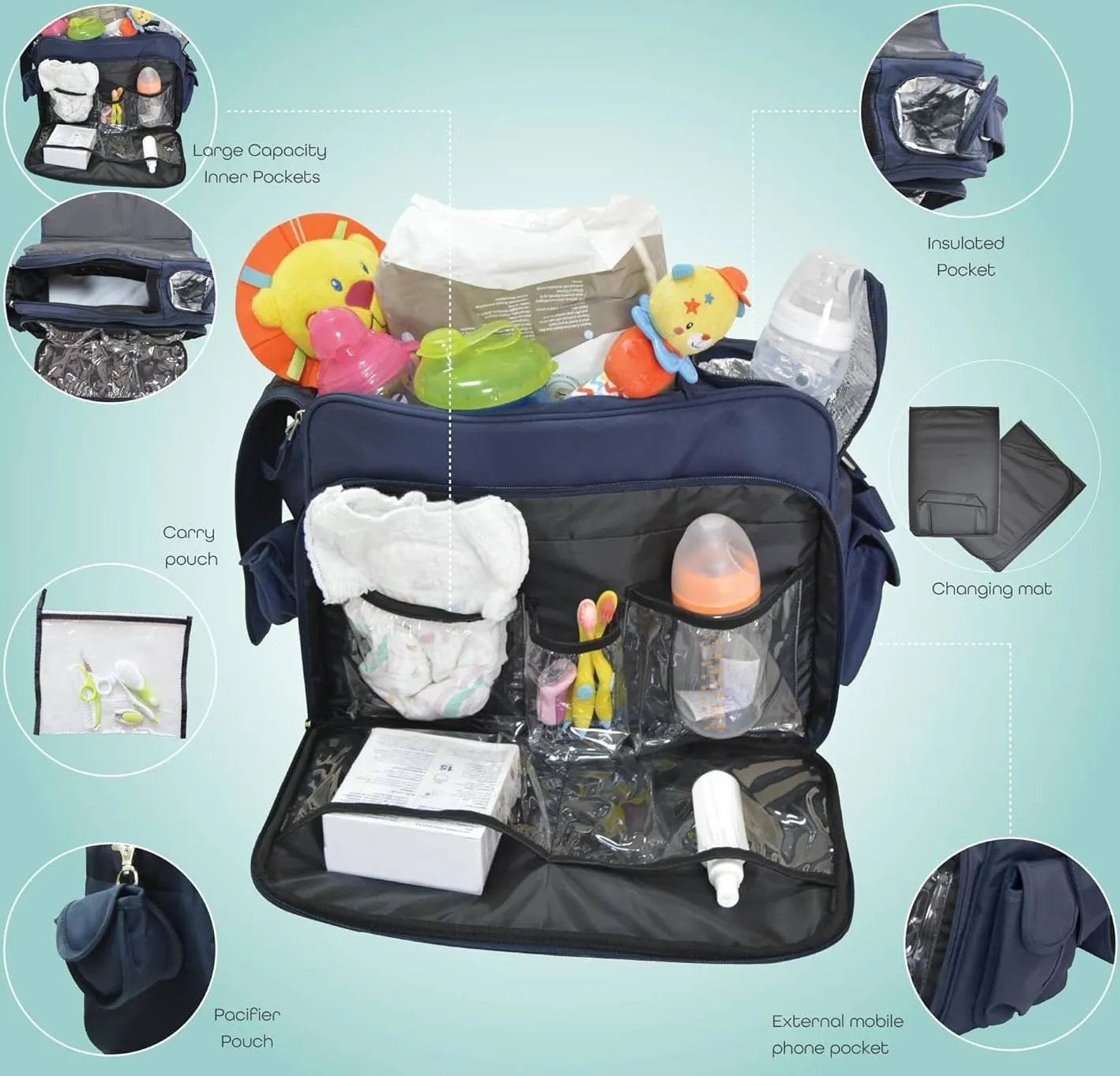 Moon 4Ever Diaper Bags Navy Blue Birth to Adult