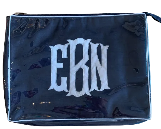 Navy Travel Bag with Embroidered Monogram