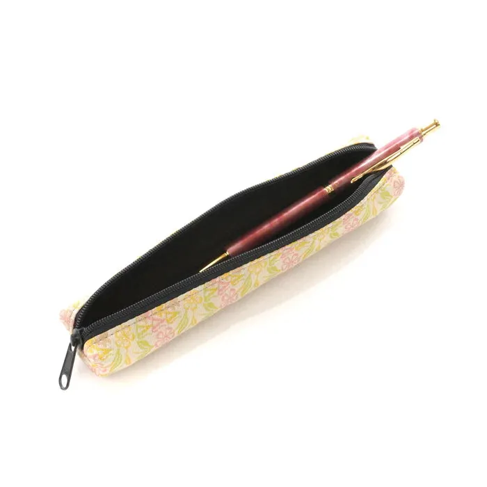 Nishijin-ori Pencil Case - Marrying Mice in the Cut-paper Appearance / White Clay - ,  Made in Kyoto, Japan,  Japanese traditional craft pen case