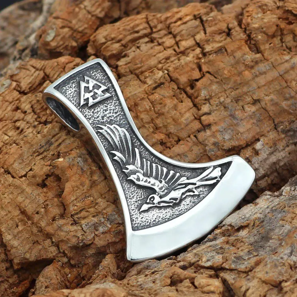 Odin's Companions Axe Head Pendant - Stainless Steel