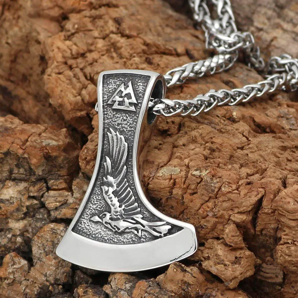 Odin's Companions Axe Head Pendant - Stainless Steel