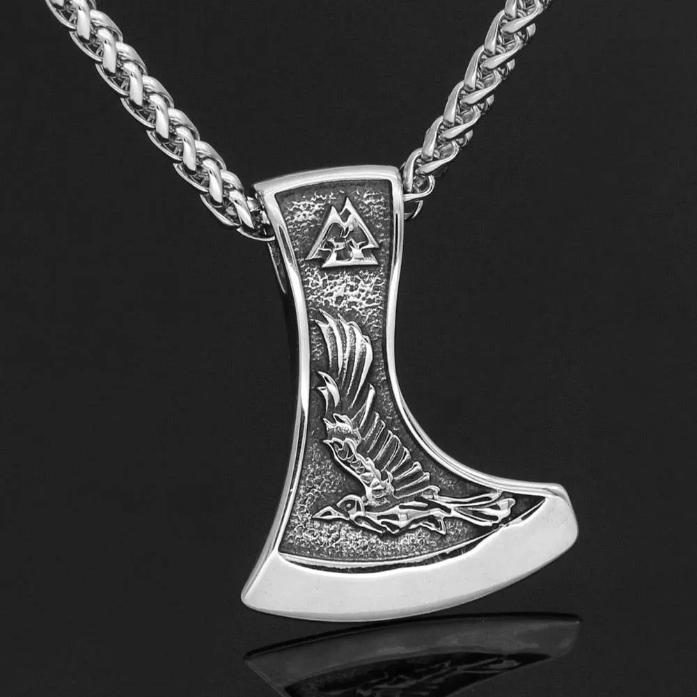 Odin's Companions Axe Head Pendant - Stainless Steel