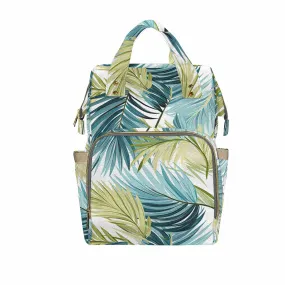 Palm Leaves Blue Green  Diaper Bag Backpack