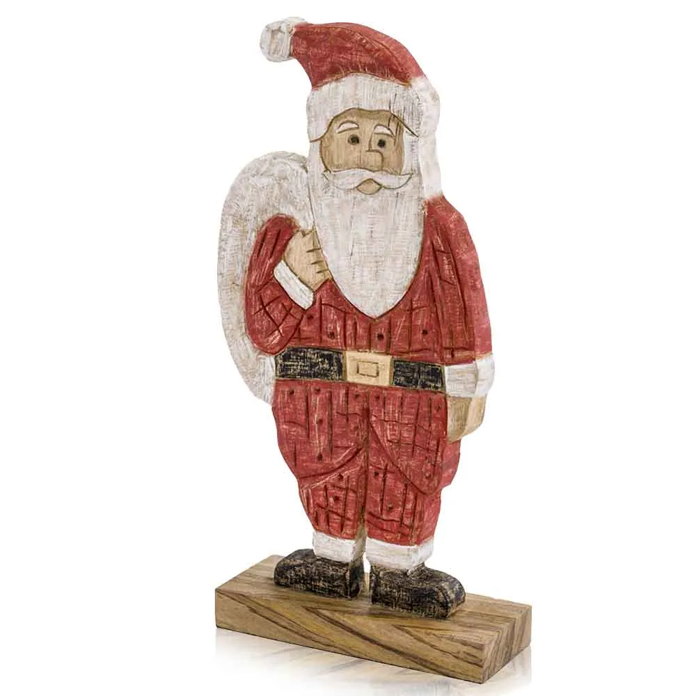 Papa Noel, Recycled, Decor Side Table for Home or Office, Figurine, Sculpture, Santa, 9" L x 3. 5" W x 18" H, Reclaimed Iron