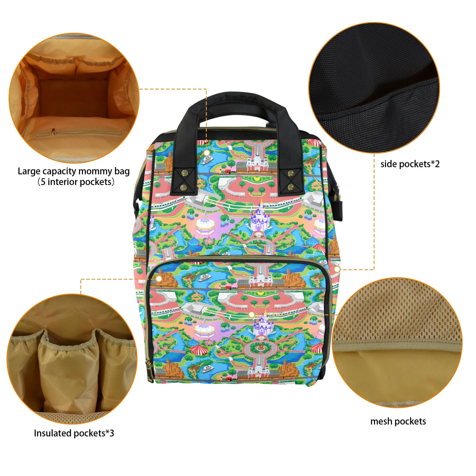 Park Map Multi-Function Diaper Bag