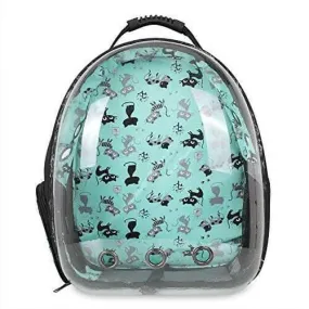 PetGains PGIF Panoramic Travel Carrier Carrying Space pet Backpack cat Bag ( Sky Blue Kitty Print)