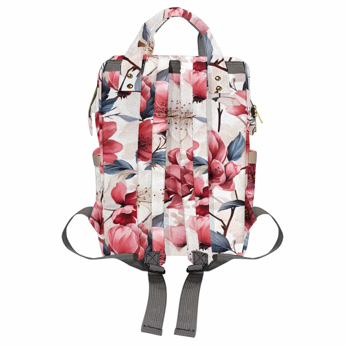 Pink Floral Small Print  Diaper Bag Backpack