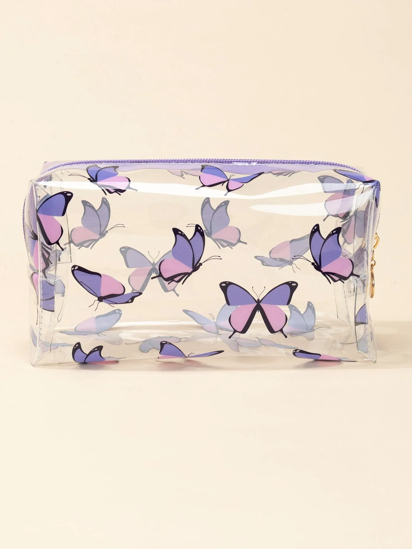 Purple Butterfly Decor Makeup Bag Cosmetic Organizer Toiletries Bag Makeup