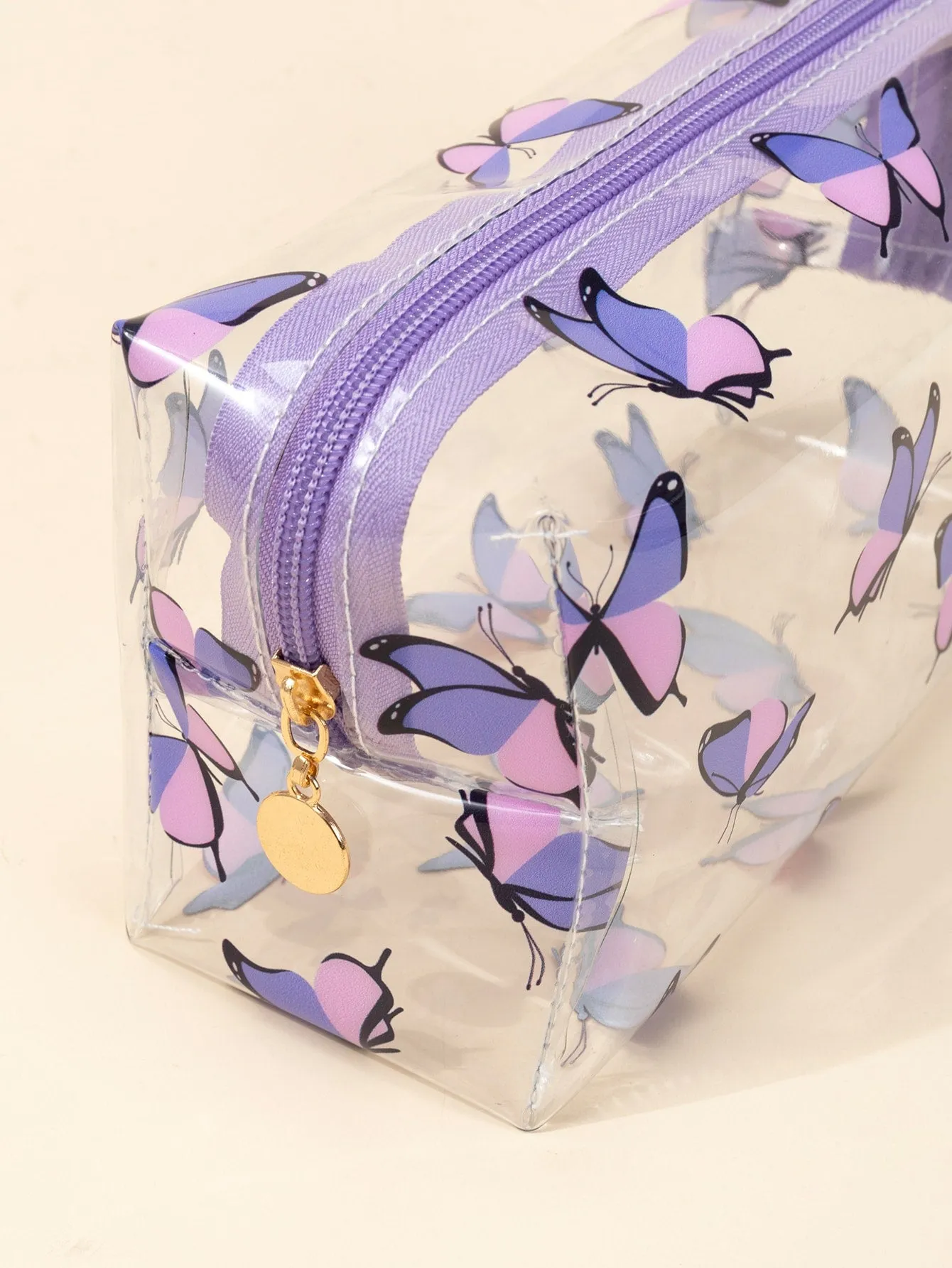 Purple Butterfly Decor Makeup Bag Cosmetic Organizer Toiletries Bag Makeup