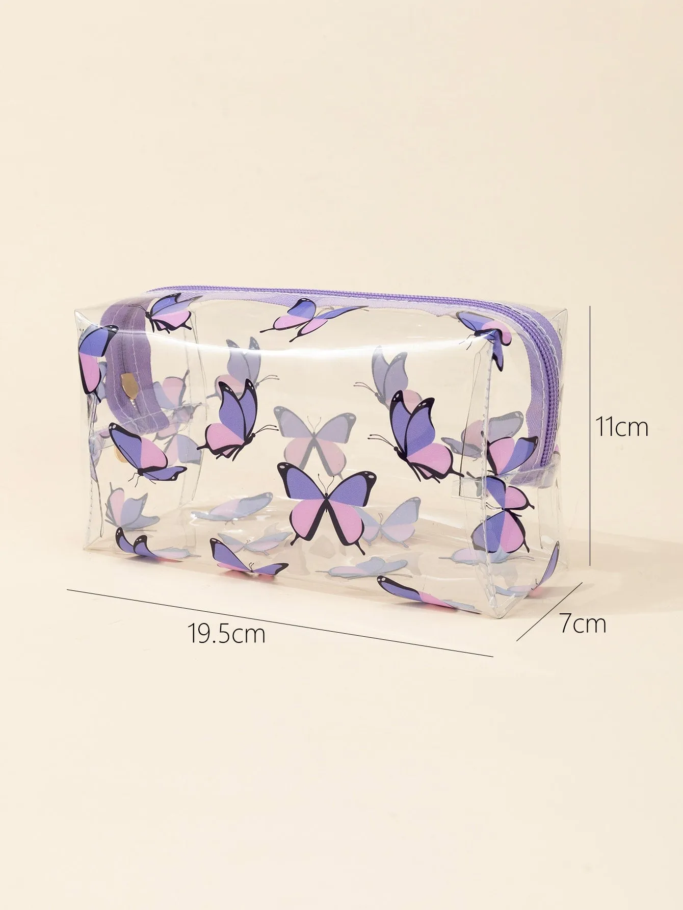 Purple Butterfly Decor Makeup Bag Cosmetic Organizer Toiletries Bag Makeup