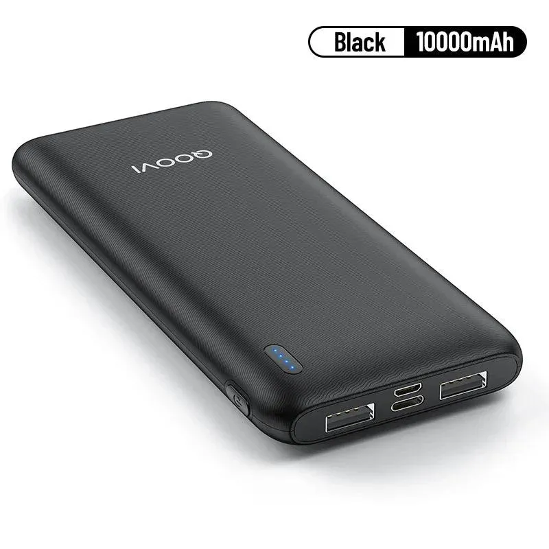 QOOVI 20000mAh Slim Portable Power Bank for iPhone 15, Samsung, Xiaomi, and Huawei - Dual USB Quick Charge External Battery