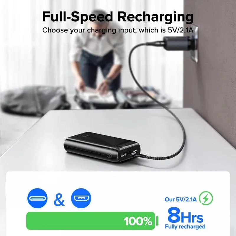 QOOVI 20000mAh Slim Portable Power Bank for iPhone 15, Samsung, Xiaomi, and Huawei - Dual USB Quick Charge External Battery