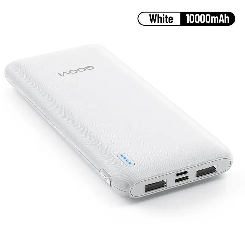 QOOVI 20000mAh Slim Portable Power Bank for iPhone 15, Samsung, Xiaomi, and Huawei - Dual USB Quick Charge External Battery