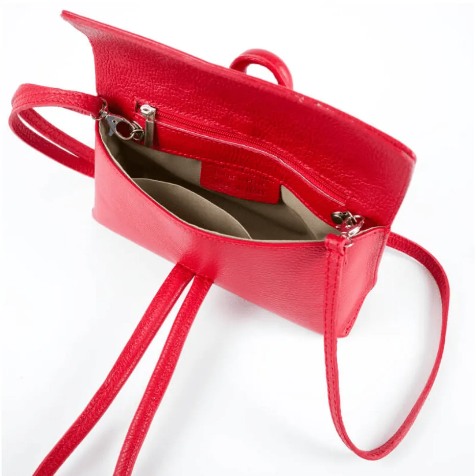 Red Modern Leather Clutch & Crossbody