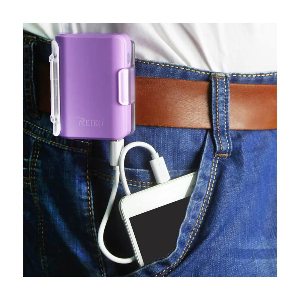 Reiko Power Bank 4000Mah With 25Cm Micro Usb Cable Purple