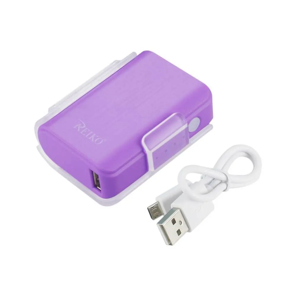 Reiko Power Bank 4000Mah With 25Cm Micro Usb Cable Purple