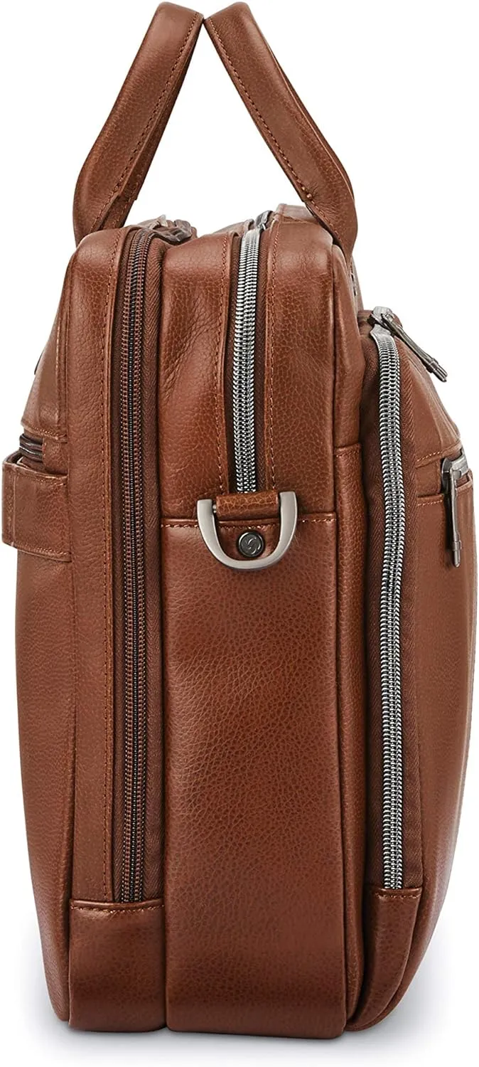 Samsonite Classic Leather Toploader Briefcase, Cognac