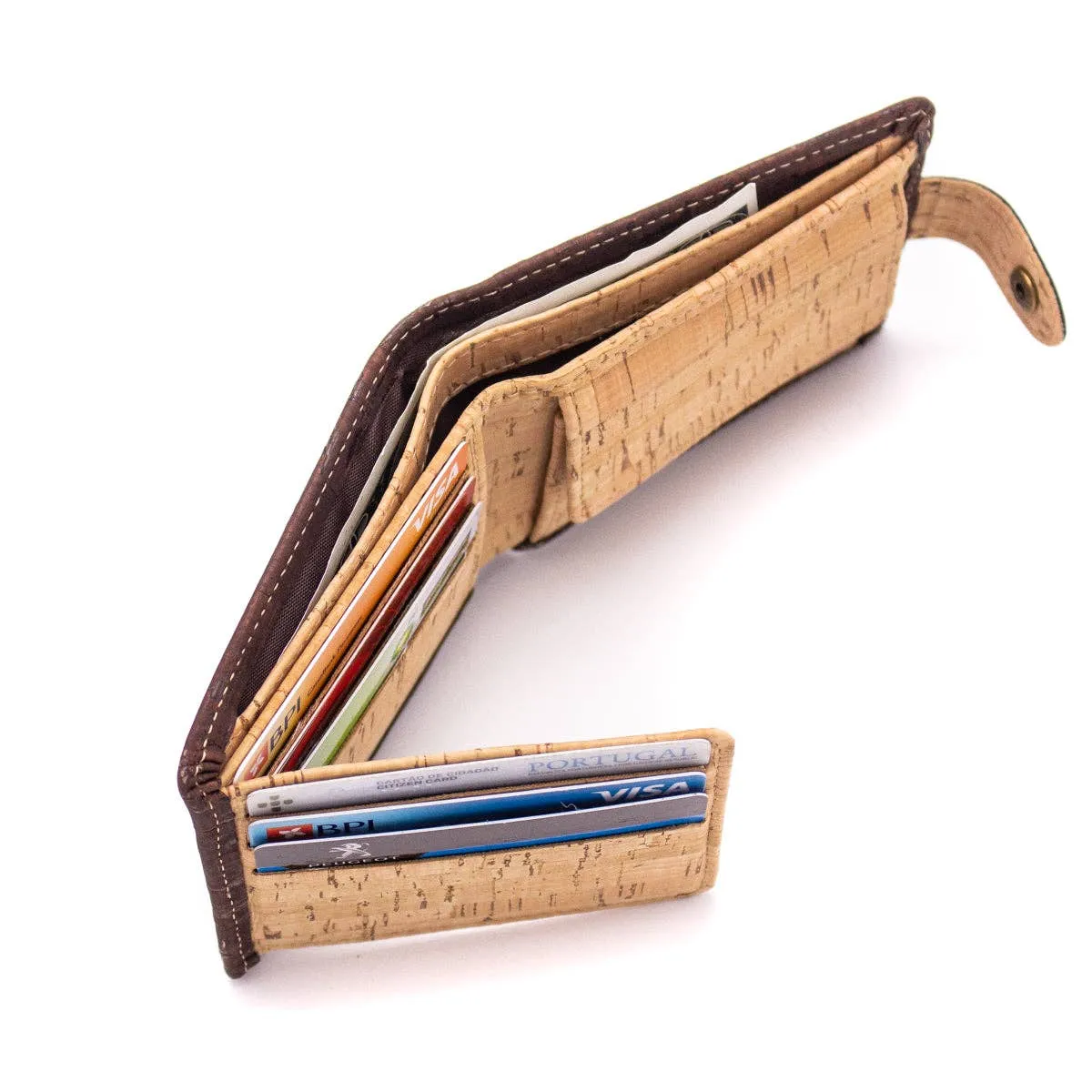 Sleek Bifold Cork Wallet with Snap Button BAG-2002C/E