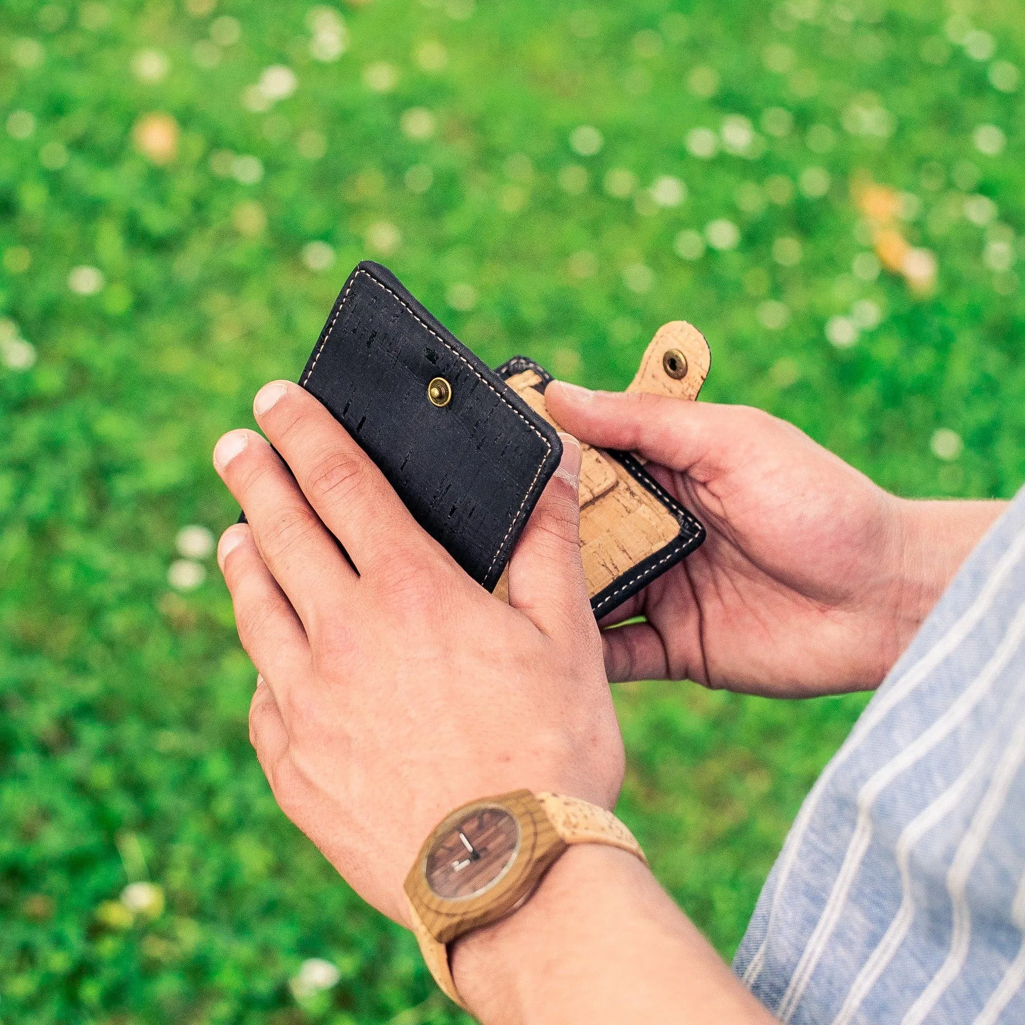 Sleek Bifold Cork Wallet with Snap Button BAG-2002C/E