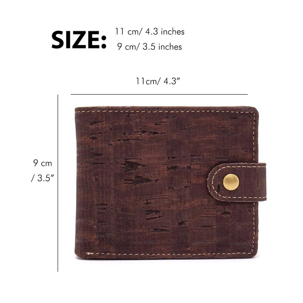 Sleek Bifold Cork Wallet with Snap Button BAG-2002C/E