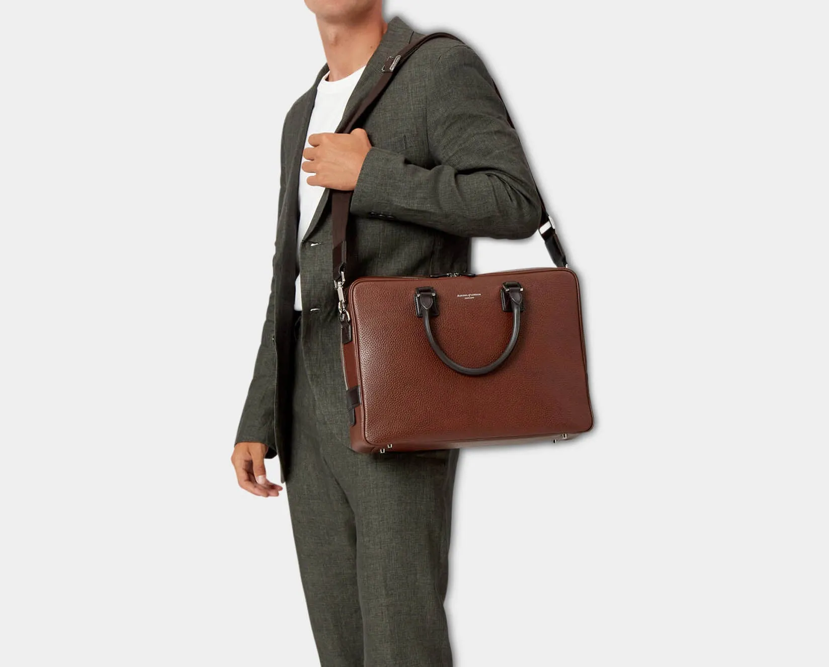 Small Mount Street Laptop Bag - Tobacco Pebble