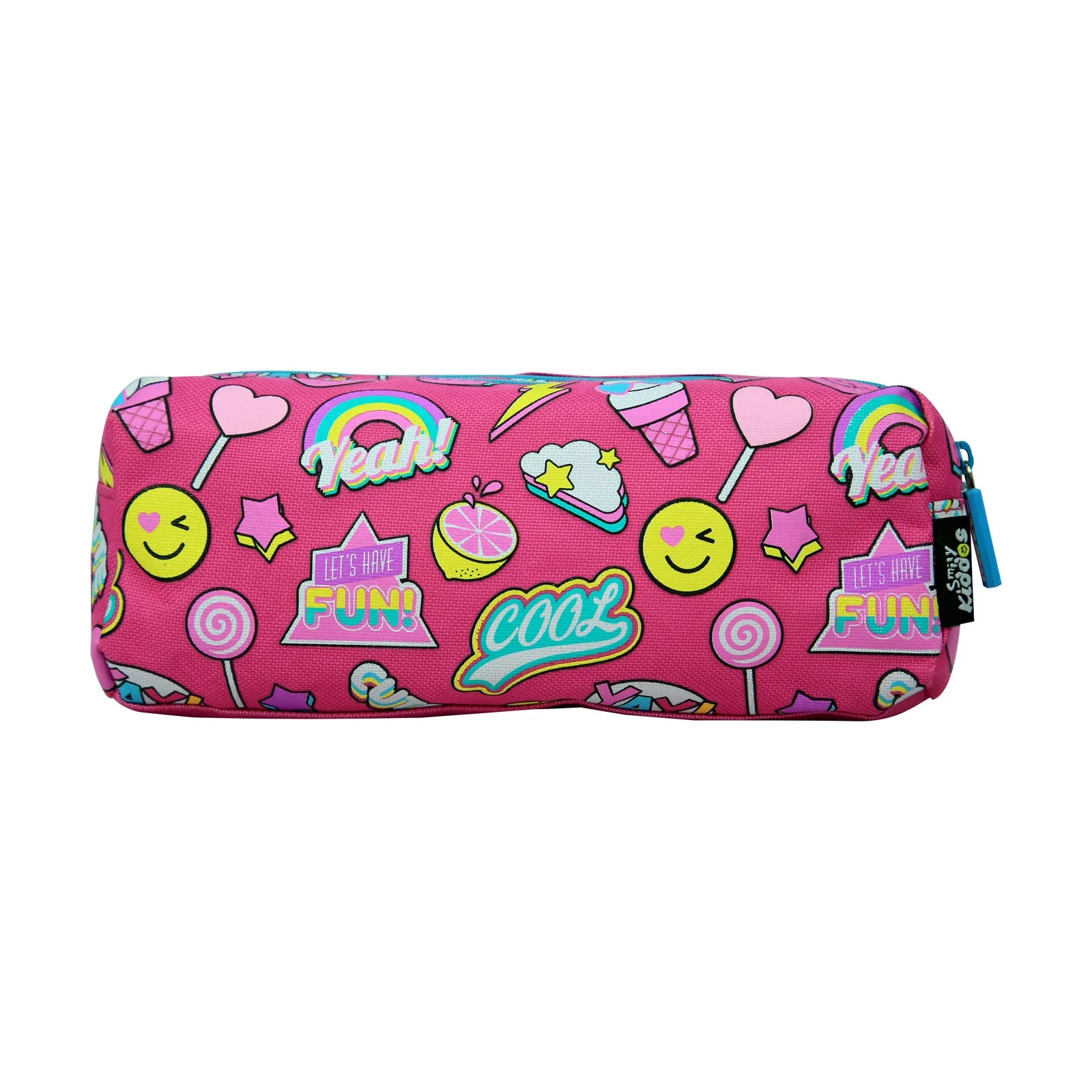 Smily Twin Zipper Pencil Pouch Pink