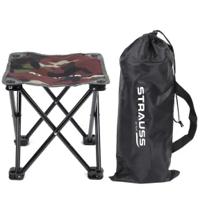 STRAUSS Portable Compact Folding Chair with Carry Bag | Portable Camping Chair with 4 Legs | Lightweight & Breathable | Perfect for Outdoor Camping, Beach, Picnics, and Hiking,(30 X 30 X 26 CM)