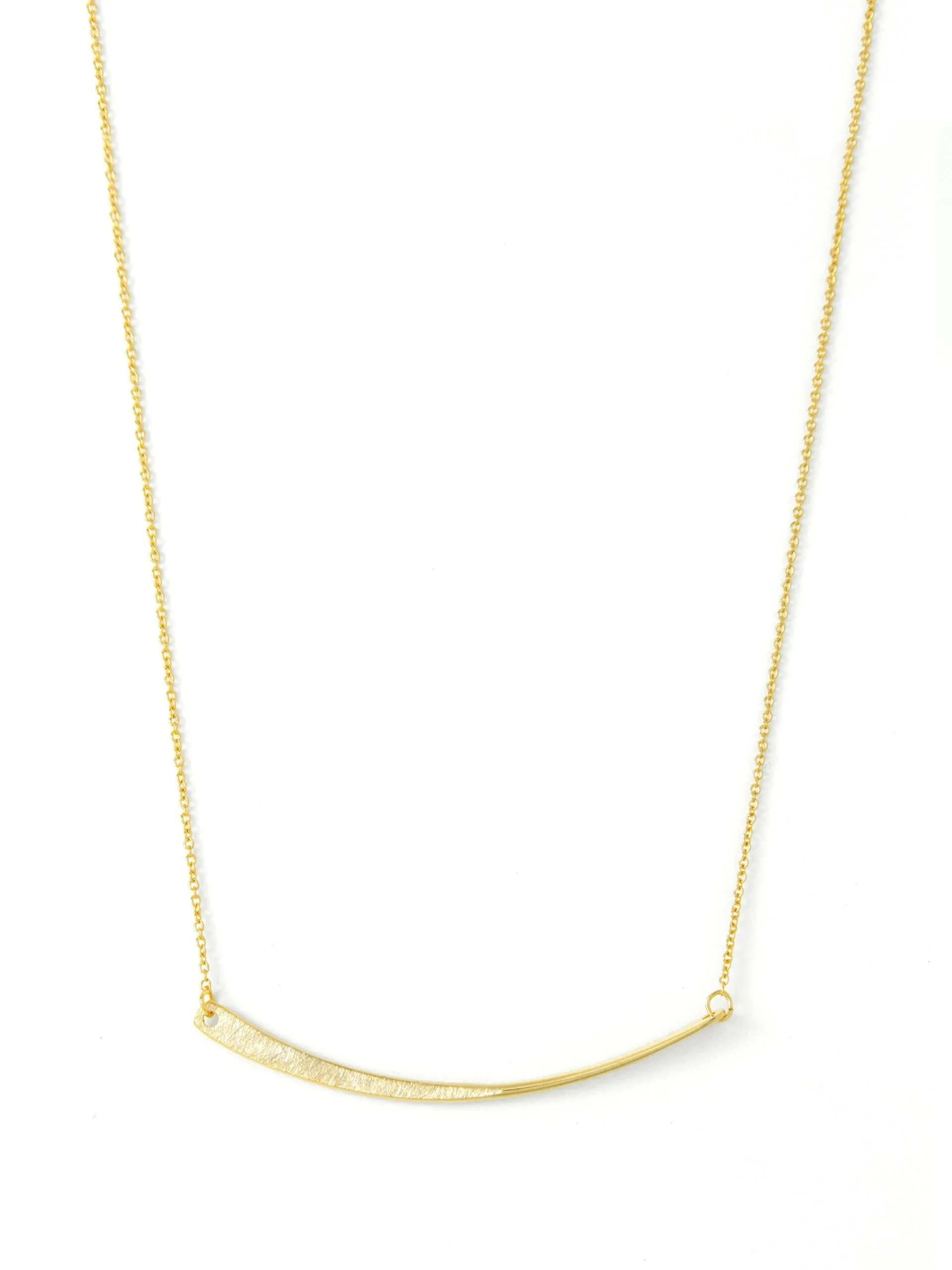 Studio Collection Partial Etched Bar Necklace (Gold)