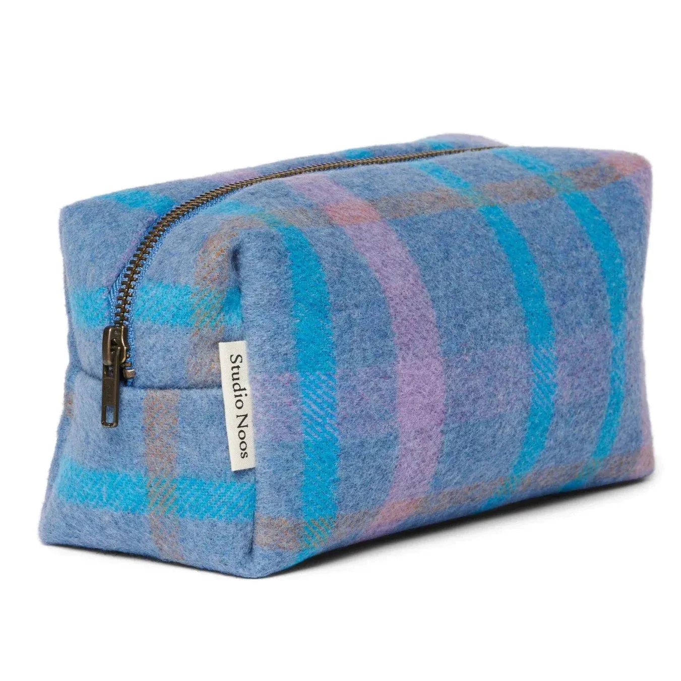 Studio Noos Toilettas Wool Checked Pouch | Sky Blue