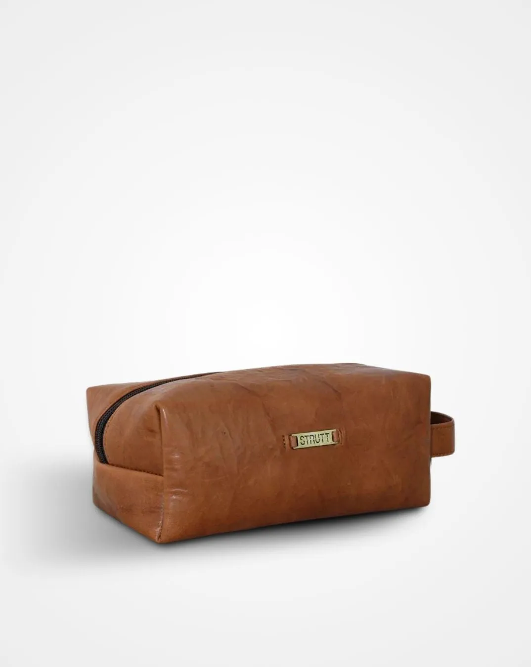 The Crushed Tan Leather Travel Toiletry Bag II DOPP Kit