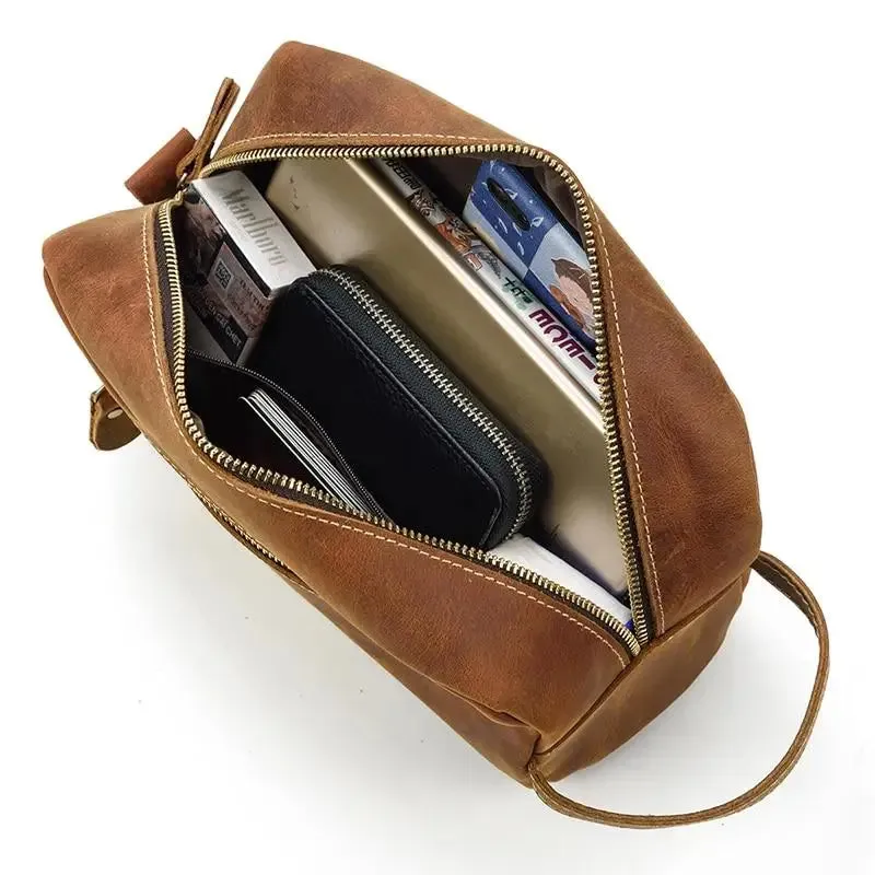 The Wanderer Genuine Leather Toiletry Bag