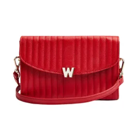 WOF Mimi Collection Leather Red Crossbody Bag with Wristlet