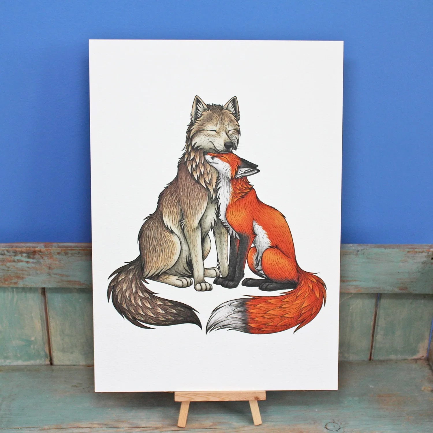 Wolf & Fox Illustration A4 Print